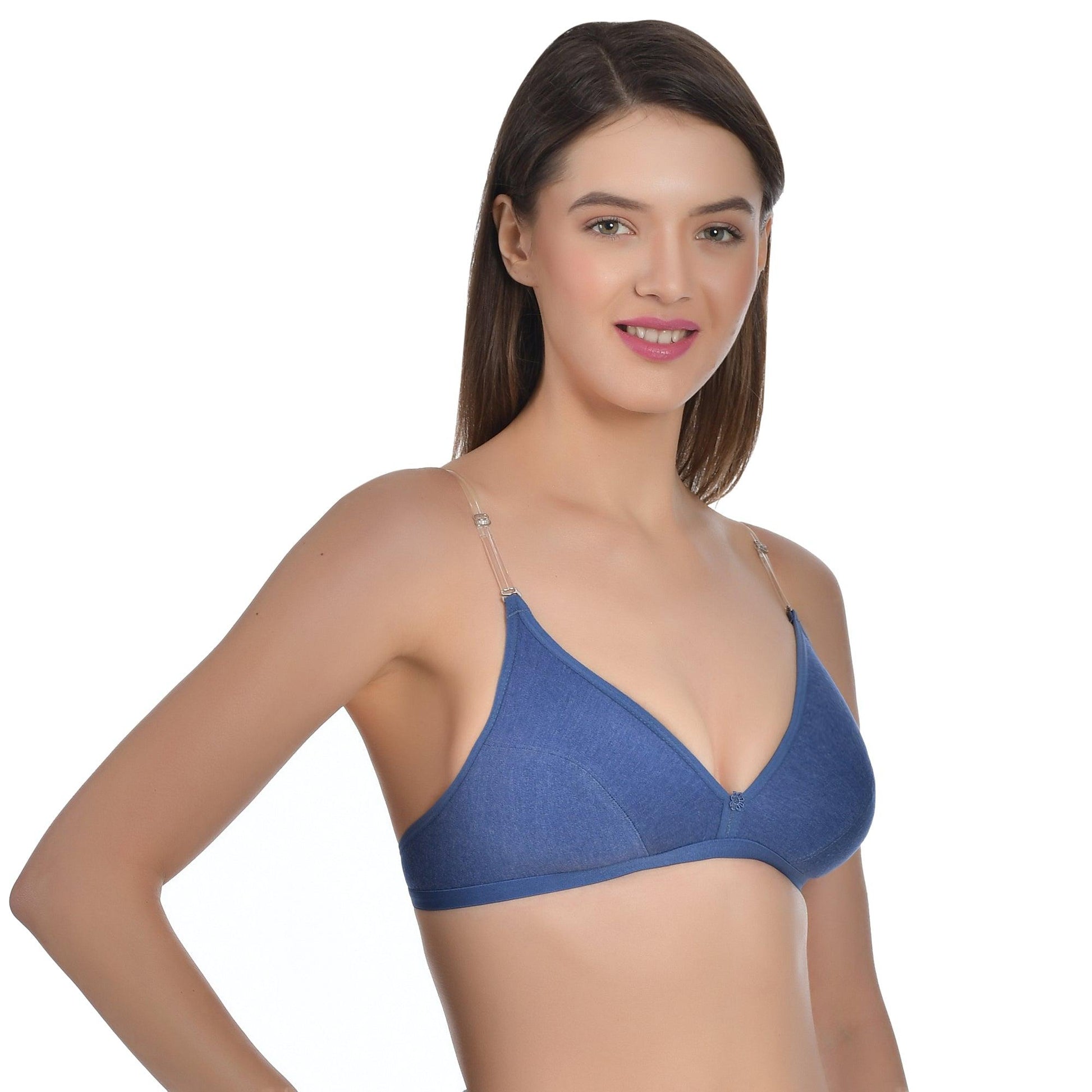 Women's Cotton Non-Padded Low Coverage Transparent Multiway Strap Regular  Bra