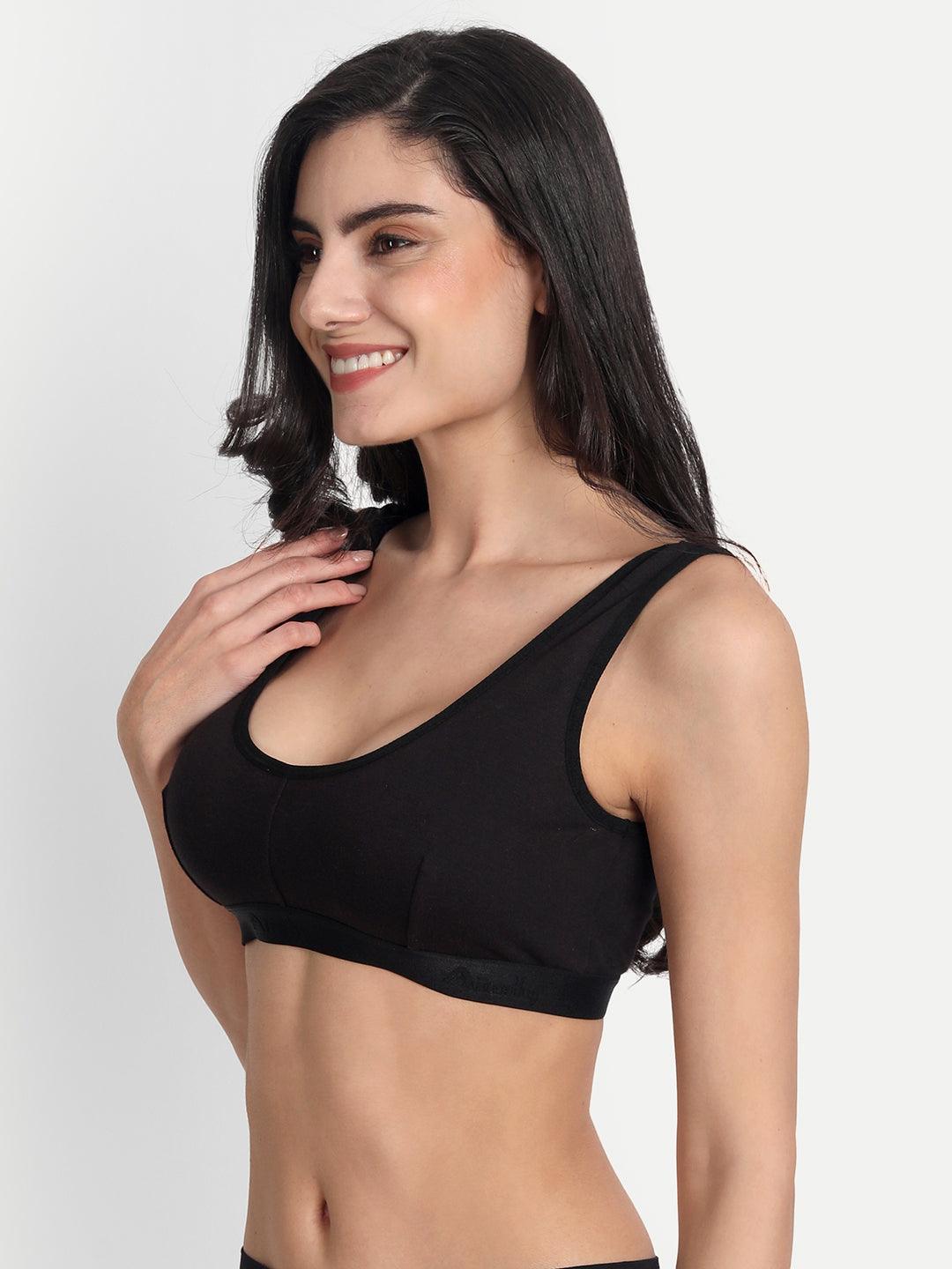 Buy Aimly Women's Cotton Non-Padded Non-Wired Low Coverage Regular Bra  Black 38 Online at Best Prices in India - JioMart.