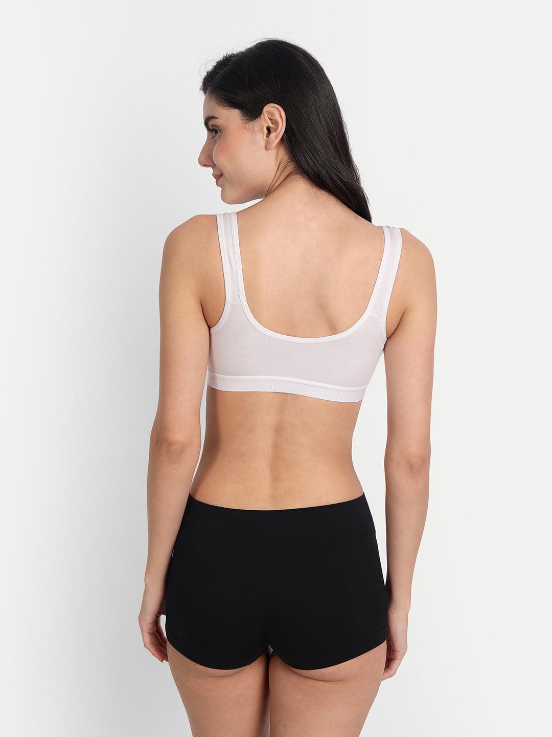 Women's Cotton Non-Padded Non-Wired Full Coverage Seamless Sports Bra