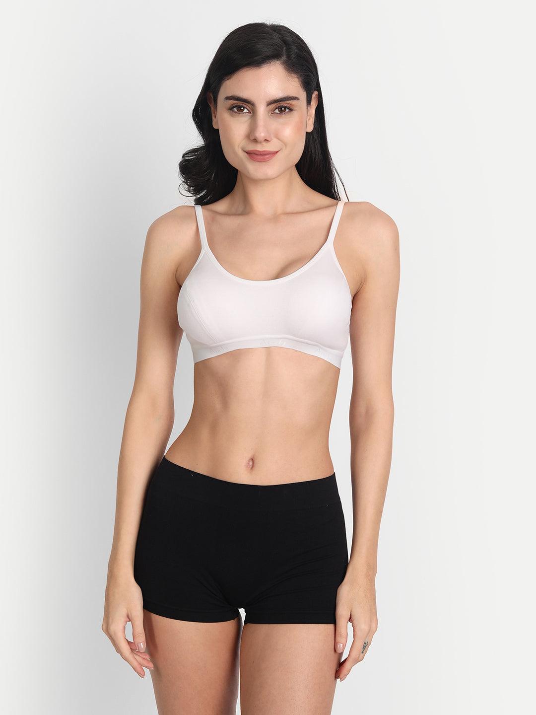 Women's Cotton Non-Padded Non-Wired Seamed Moderate Coverage Sports Bra