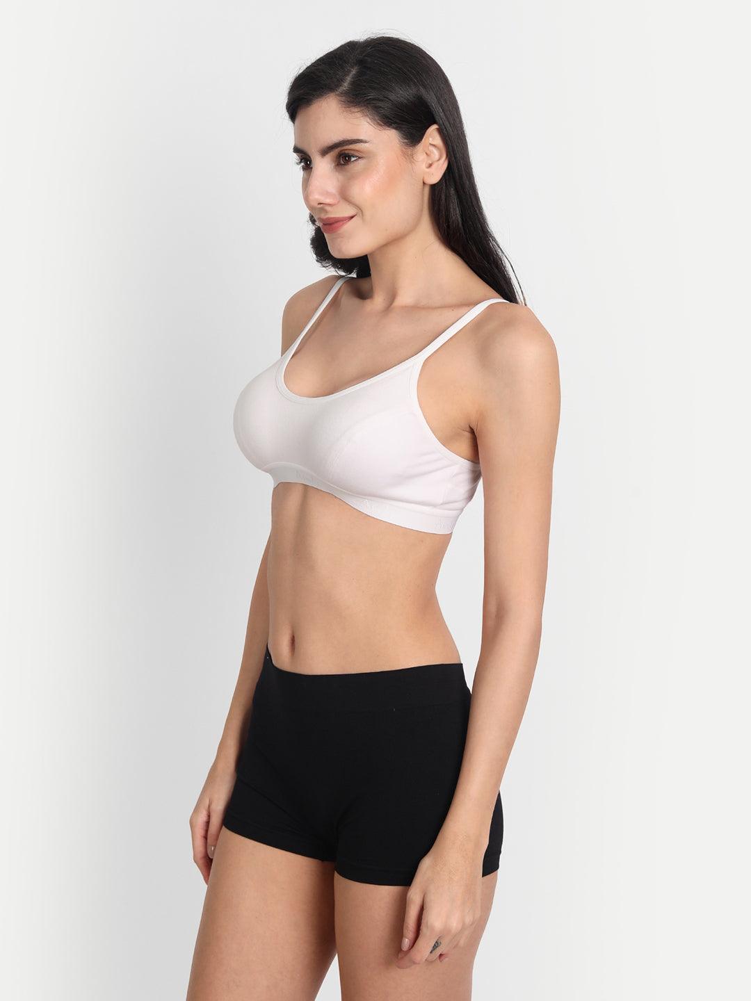 Women's Cotton Non-Padded Non-Wired Seamed Moderate Coverage Sports Bra –