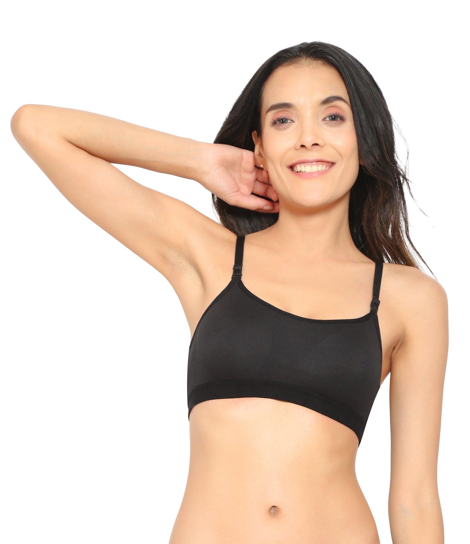Women's Cotton Non-Padded Non-Wired Mid Coverage detachable Strap Moulded  Sports Bra –