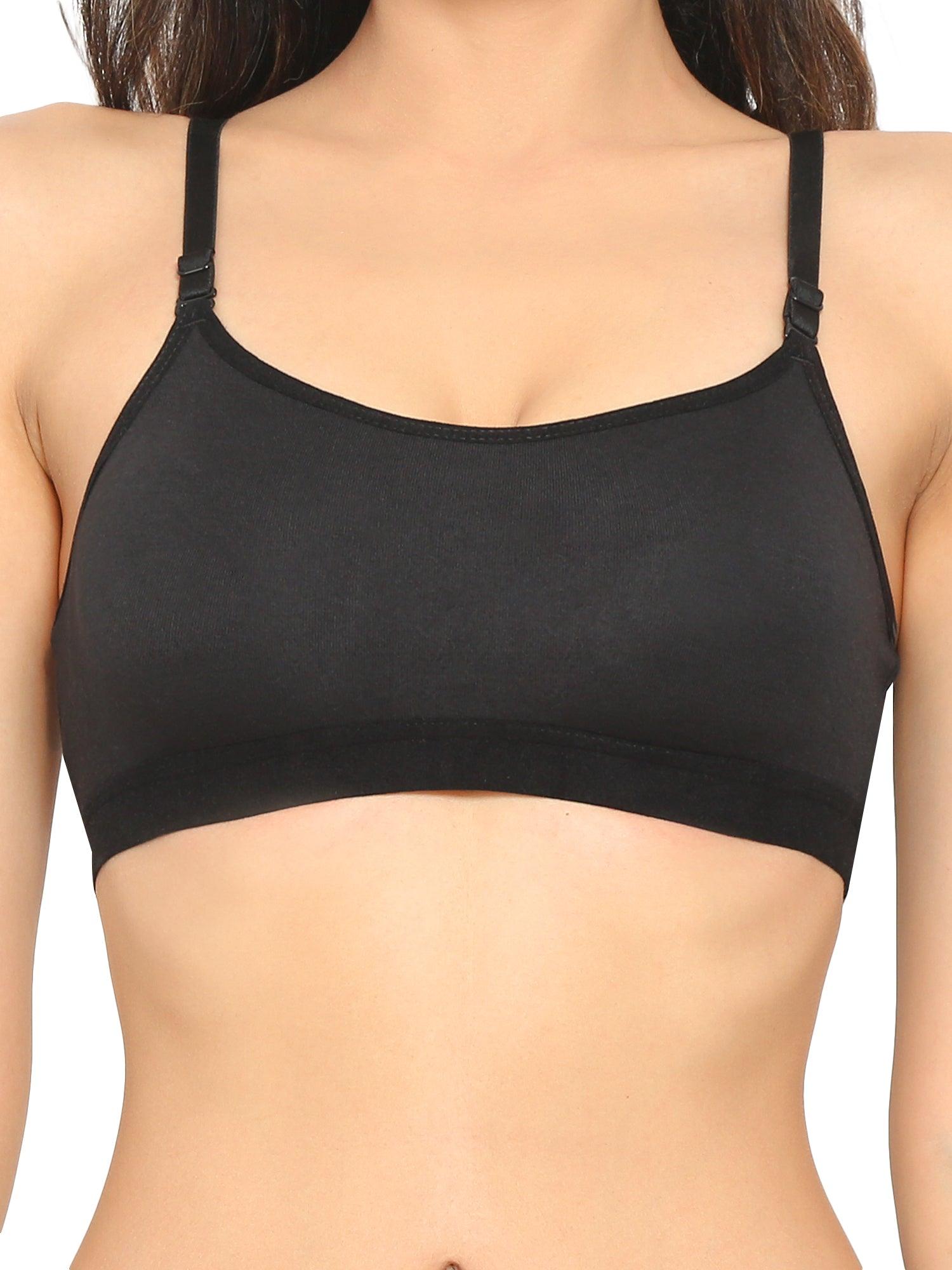Women's Cotton Non-Padded Non-Wired Mid Coverage detachable Strap Moulded Sports  Bra –