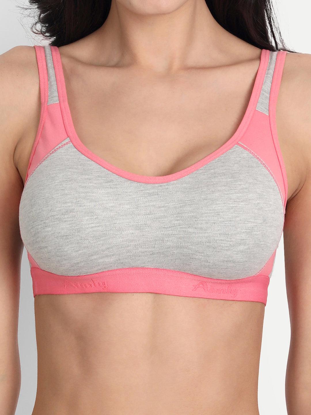 Women's Cotton Non-Padded Non-Wired Full Coverage Seamless Sports Bra –
