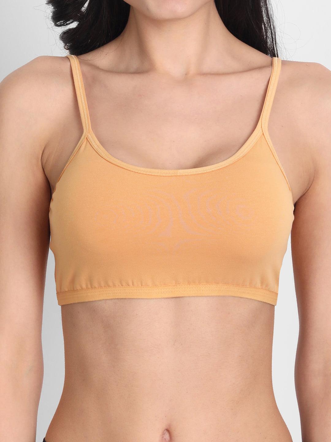 Women's Cotton Non-Padded Non-Wired Thin Strap Low Coverage Sports Bra –
