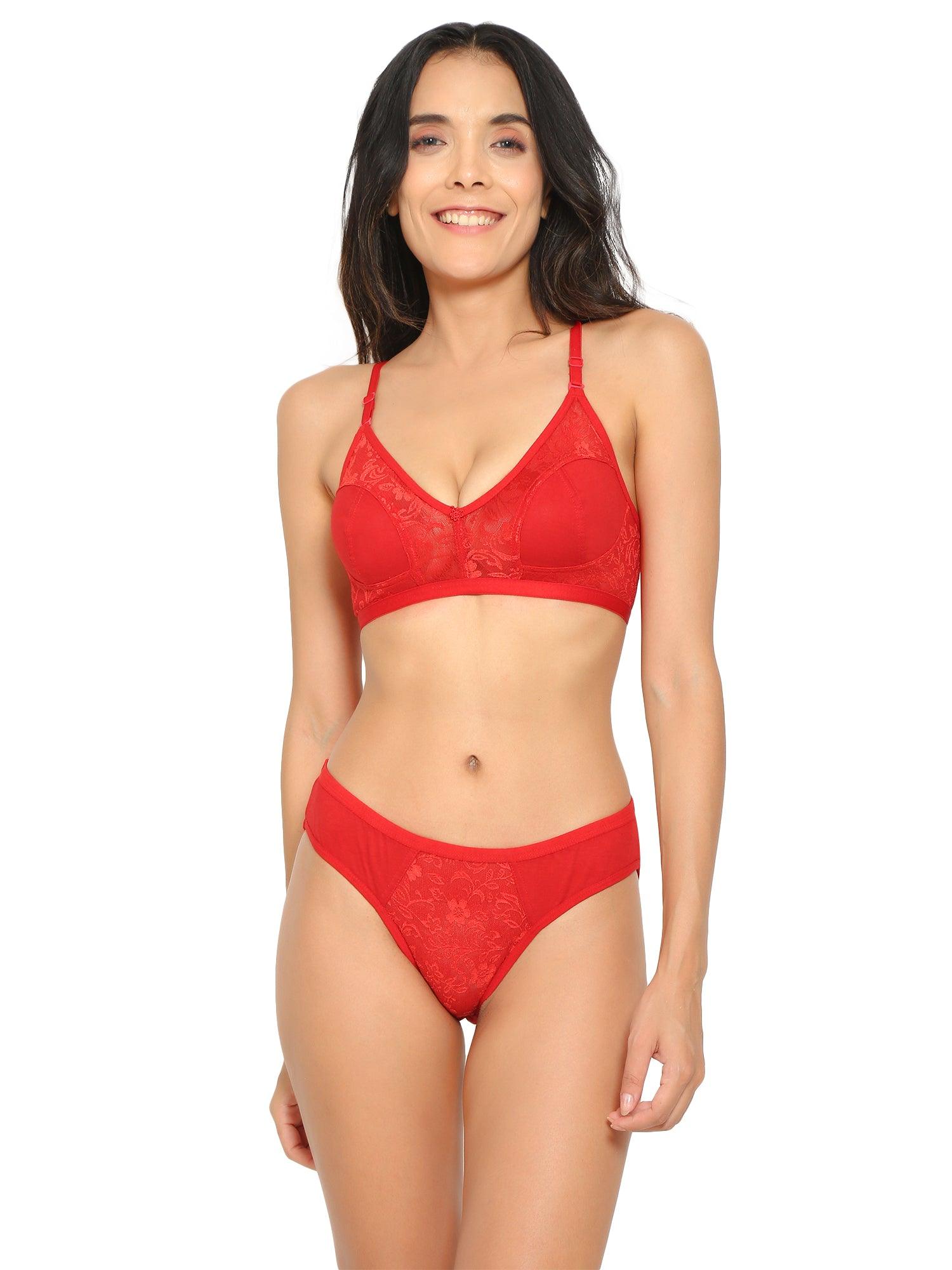 Bridal and Honeymoon Bra and Panty Set - Red