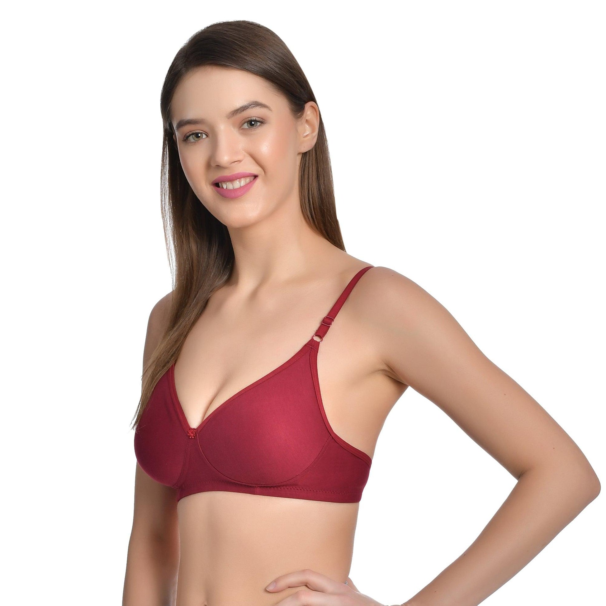 Women's Cotton Seamless Lightly Padded Non-Wired Low Coverage T-Shirt  Regular Bra –