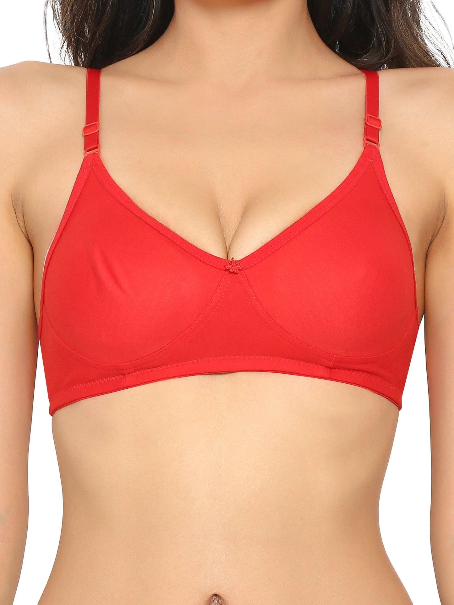 Women's Cotton Blend Molded Seamless Non-Wired Transparent Removable Straps Bra - Aimly.in