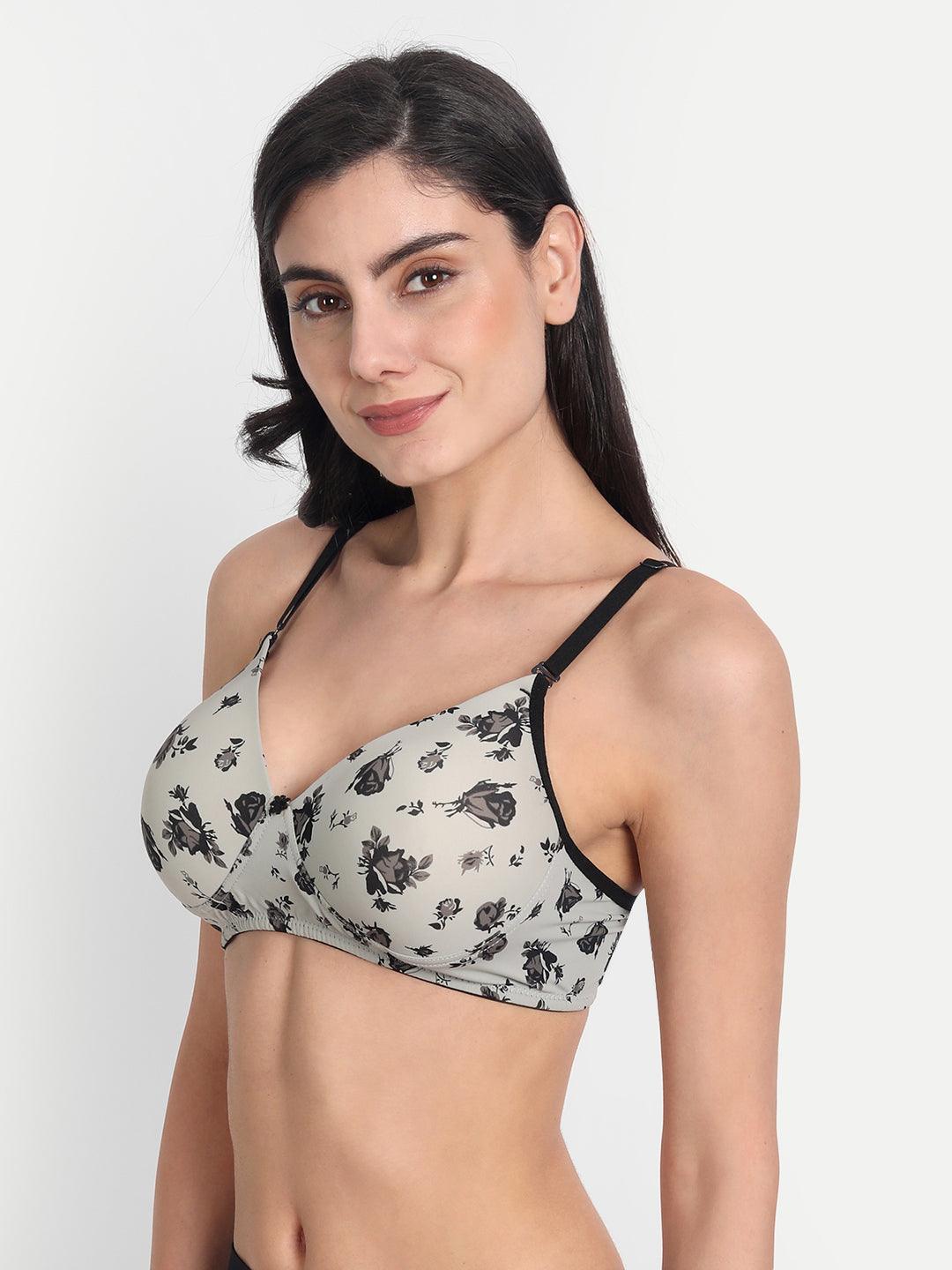 Green military light Moulded cotton push-up bra - Buy Online