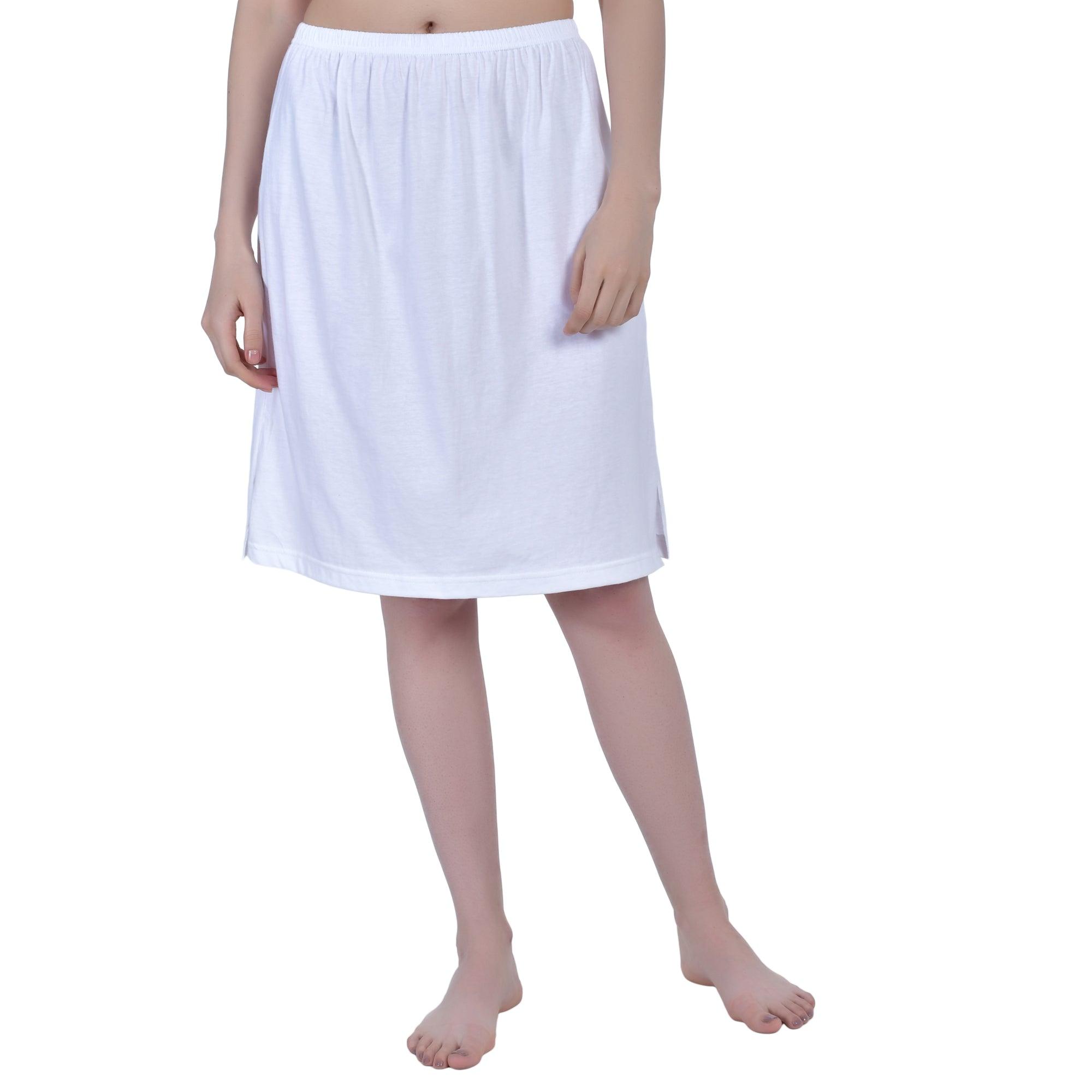 White Skirt Cotton On Slip Skirt Women's Cotton Knee Length Under